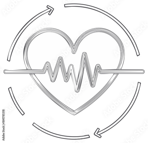 Heartbeat Rhythm Loop Cycle Concept with Heart Shape and Arrows Symbol Design