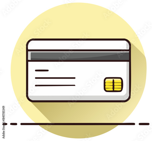 Credit card icon illustration with chip, magnetic stripe and details. Vector illustration.