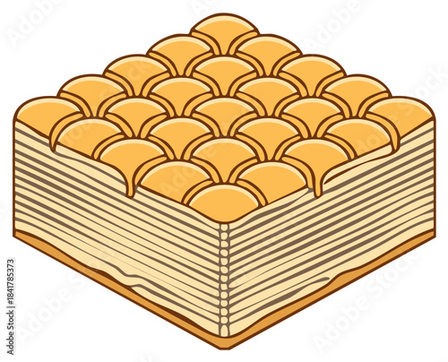 Layered Pastry with Honey Drizzle Illustration