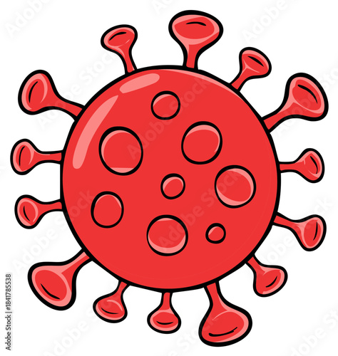 Red Coronavirus Microbe Cartoon Illustration