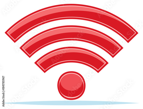 Red WiFi Symbol Wireless Internet Connection Icon Vector Illustration