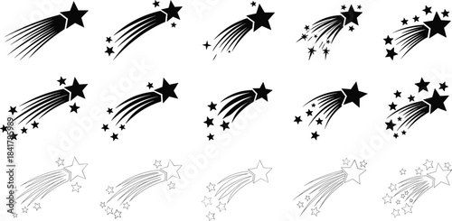 Black silhouette dinosaur footprints path vector illustration; prehistoric animal tracks; reptile trace for paleontology exhibit; natural history museum poster; ancient life education concept isolated