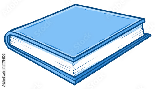 Blue Bound Book Illustration with Clean White Pages Ready for Education Material