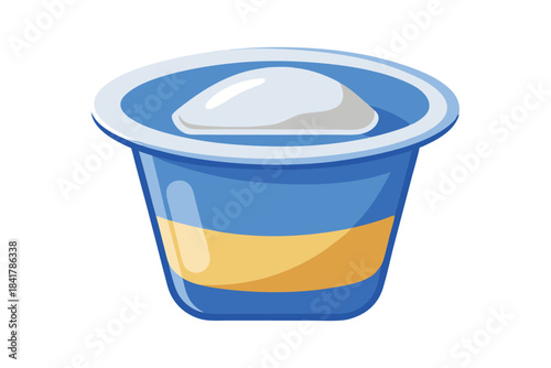 Blue container reveals a white substance, showcasing simplicity against a clean, transparent background