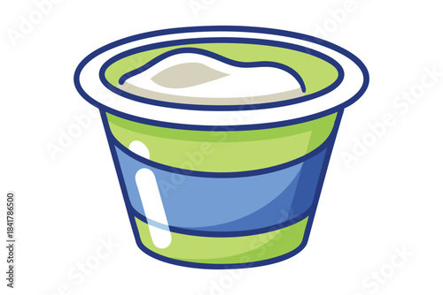A small container showcasing a serving of light colored food on a white background looks quite appealing