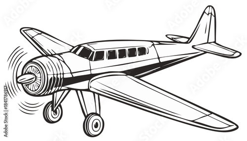 Retro Airplane Outline Illustration