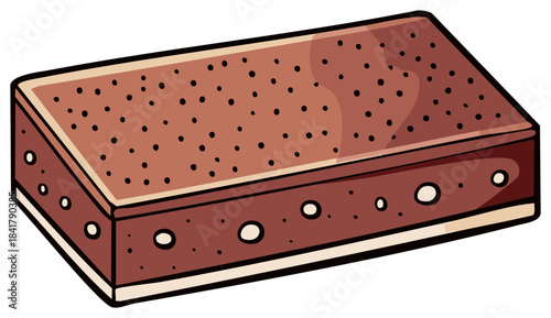 Stylized Chocolate Fudge Brownie Dessert, Delicious Baked Sweet Treat, Square Brownie Cake