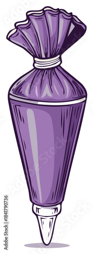 Vector illustration of a purple icing piping bag
