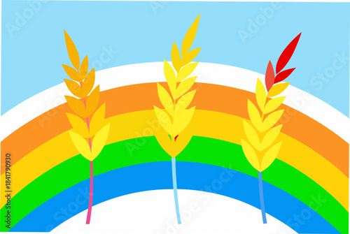 wheat ears on a yellow background