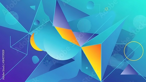 Blue Teal and Purple Abstract Geometric Background Design
