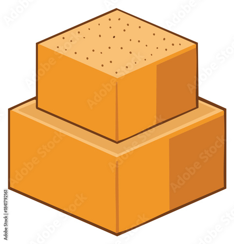 Stacked Orange Blocks Isometric Boxes Two Tiered Cartoon Illustration
