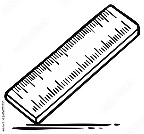 Simple Black and White Ruler with Measurement Markings