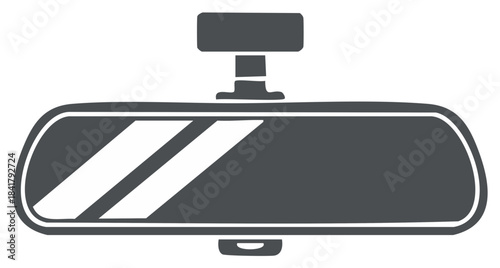 Graphic illustration of a car's interior rearview mirror for driving safety concept