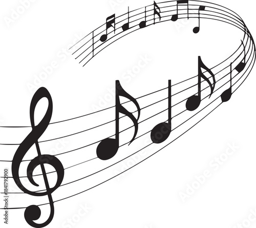 Abstract Musical Notes Treble Clef Design