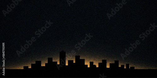 Night city skyline silhouette with vector skyscraper buildings and urban architecture illustration