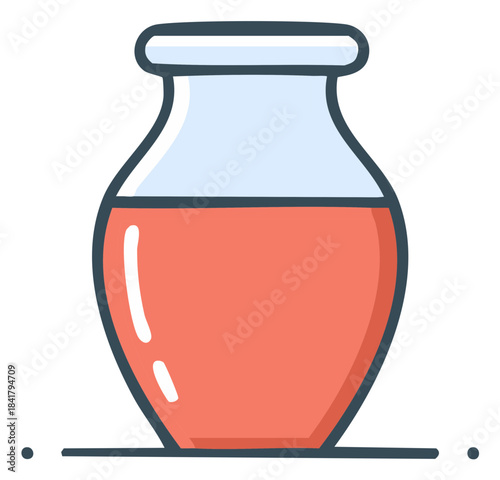 Stylized illustration of a jar filled with pink liquid and a light blue top