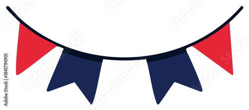 Festive Decorative Bunting Flags in Red and Navy Blue for Party Decorations
