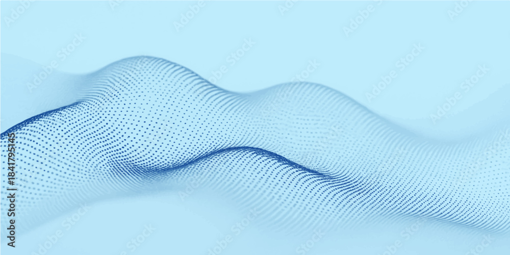 Fototapeta premium Abstract blue wave background featuring a digital vector illustration with flowing lines and light motion patterns for a modern business wallpaper design