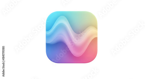 Abstract colorful gradient wave icon shape on transparent background