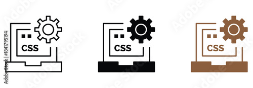 Streamline web development projects easily with this sleek CSS coding configuration and settings icon set