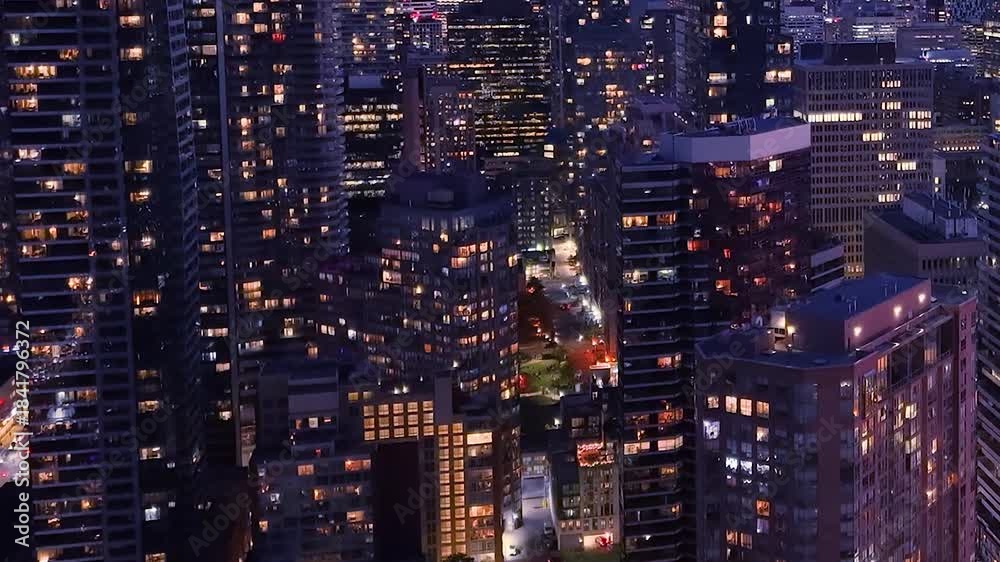 custom made wallpaper toronto digitalDrone view of the evening Toronto skyline. City lights. Downtown skyscrapers viewed from above. Toronto, Ontario, Canada.