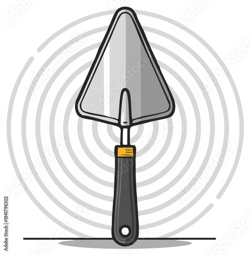 Trowel for construction work on a circular abstract background vector illustration