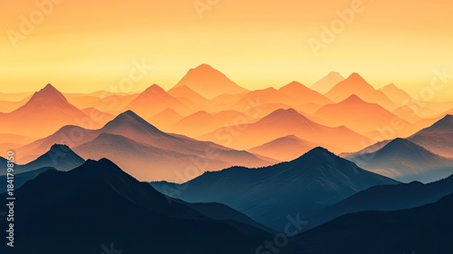 Stacked mountain silhouettes fading into the horizon