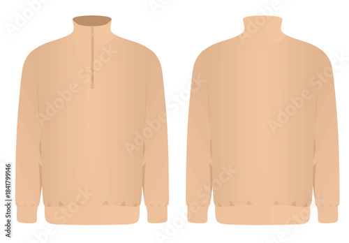 Brown man zip top t shirt. vector illustration