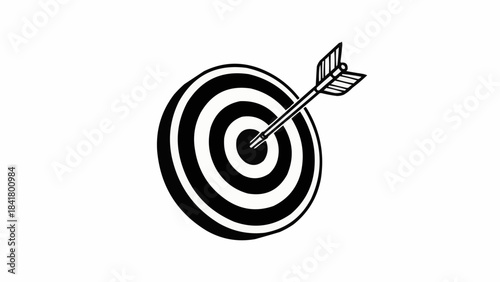 Black and white target with arrow hitting the bullseye