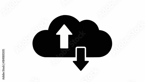 Cloud storage upload and download icon with up and down arrows