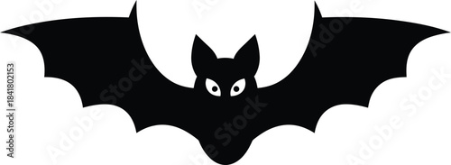 Bat silhouette wings spread flying night creature vector