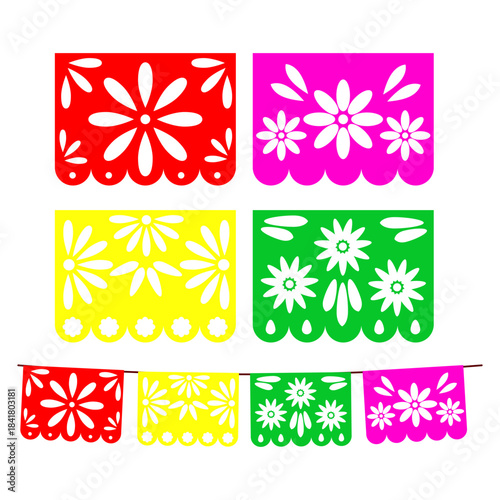 Posada mexica papel picado design mexican holiday flags