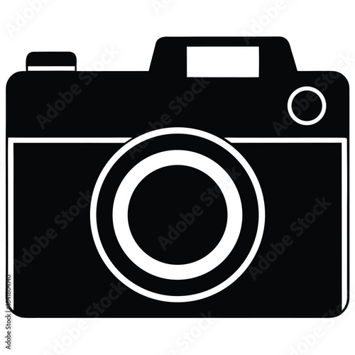 minimal camera vector icon on white background