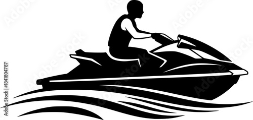 Jet Ski | Minimalist and Simple Silhouette - Vector illustration