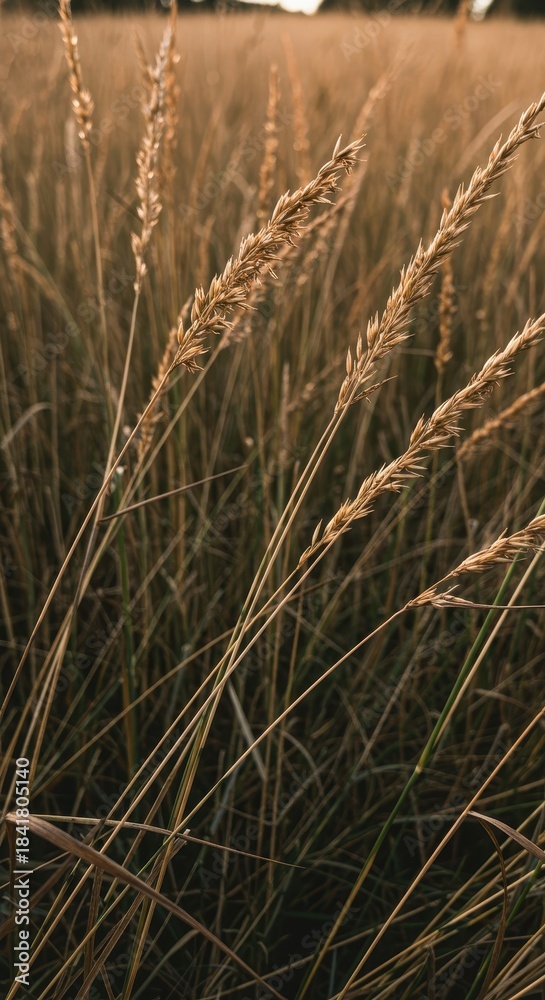 Fototapeta premium Detailed view of wild hound grass growing densely in a field, showcasing the dry seed heads and resilient nature of the plant ,herbal ,season ,natural