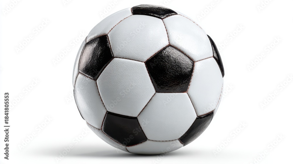 Fototapeta premium Classic black and white soccer ball ready for a thrilling game, perfect for sports-themed designs or athletic promotions today!