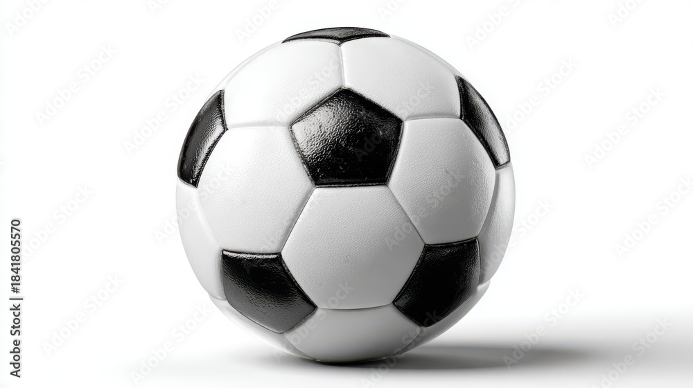 Fototapeta premium Classic black and white soccer ball ready for a thrilling game, perfect for sports-themed designs or athletic promotions today!