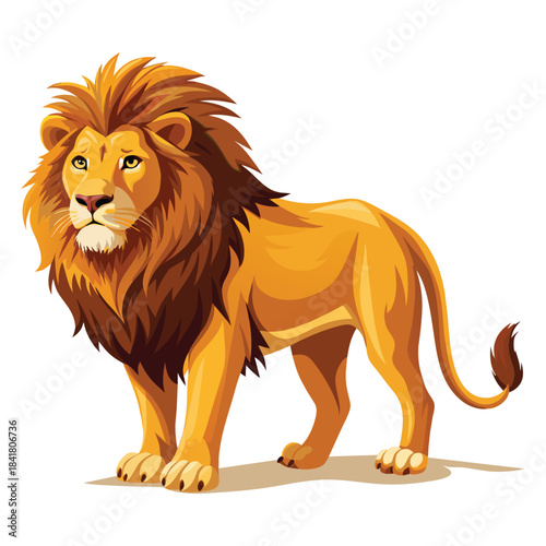 Majestic Lion Standing – Golden Mane Wildlife Illustration