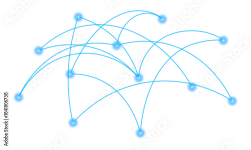 Blue glowing digital data network overlay with futuristic global connection nodes and luminous communication grid connectivity on transparent png background