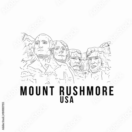 Mount Rushmore USA monument portrait heads sketch