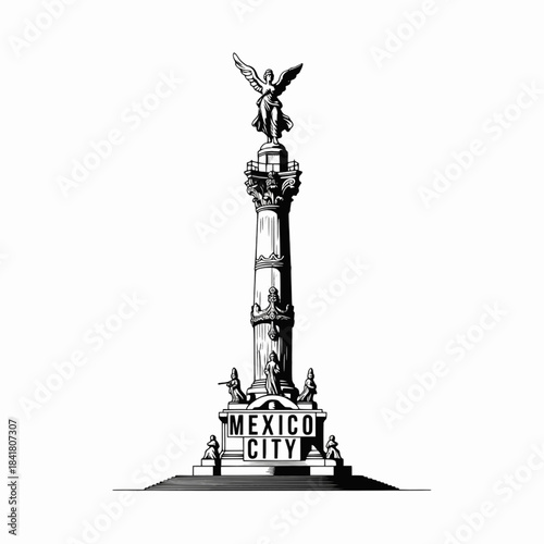 Mexico City Angel of Independence monument drawing