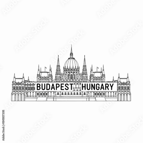 Budapest Hungary Parliament building gothic architecture sketch