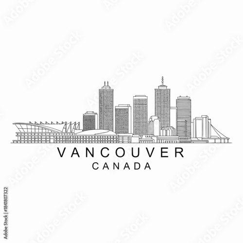 Vancouver Canada modern skyline cityscape drawing outline