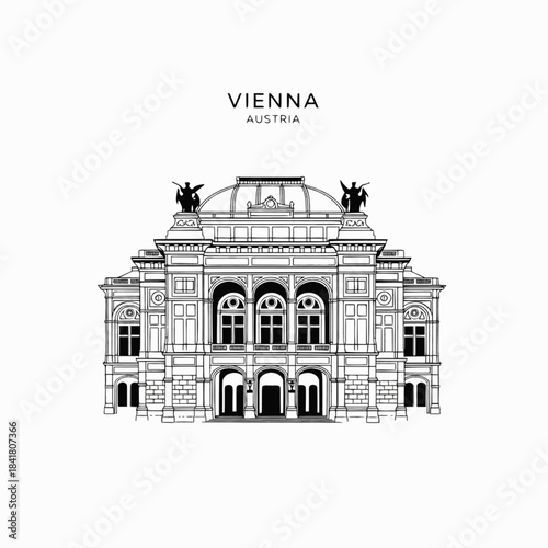 Vienna Austria State Opera historic building illustration