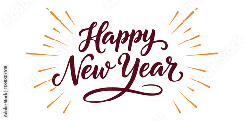 Happy New Year Wishes A celebratory display of festive calligraphy announcing Happy New Year, radiating warmth and joy.