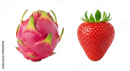 dragon fruit and strawberry isolated PNG 
