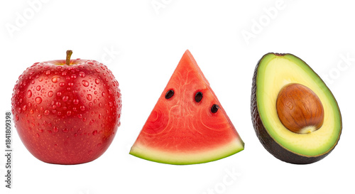apple watermelon slice avocado slices transparent background PNG 