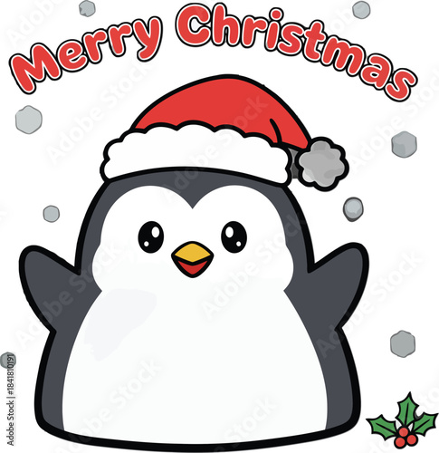 Christmas greeting card with Santa Claus and winter animals