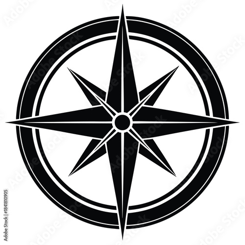 minimal compass illustration vector icon on white background