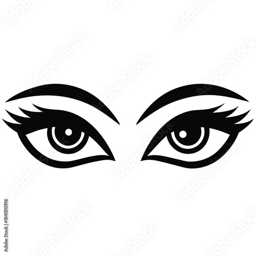 minimal eyes line art vector icon on white background